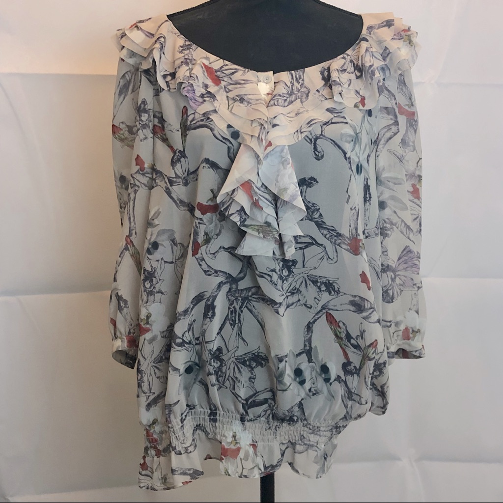 Ted Baker Flower Fairy Print Ruffled Blouse